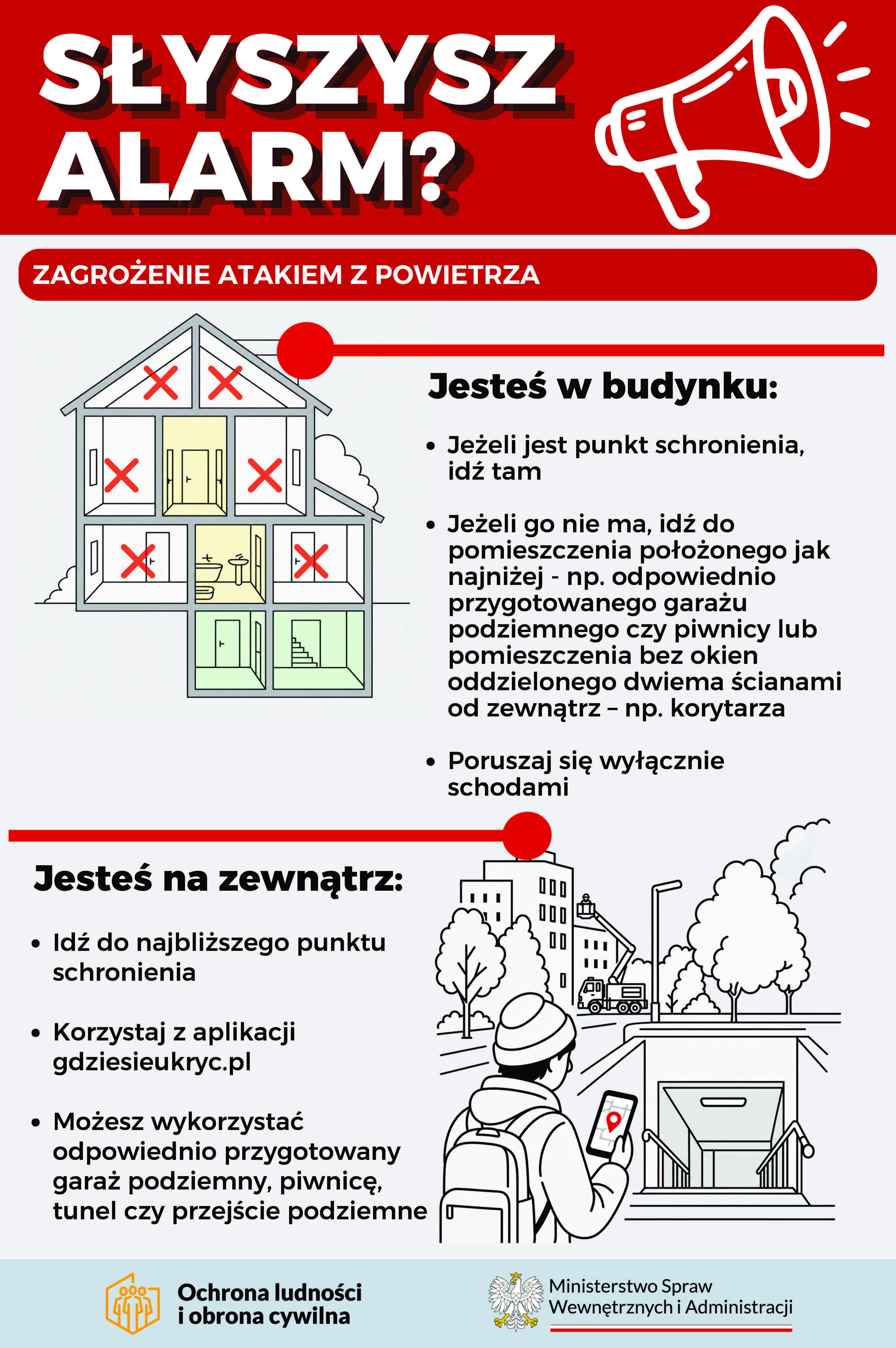 Co robić po usłyszeniu alarmu