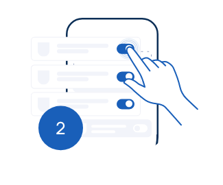 Ikona przedstawiająca telefon z dłonią klikającą w checkbox